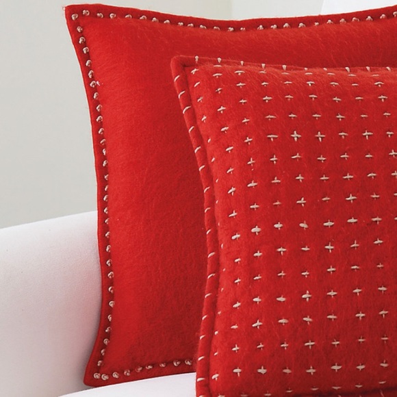 Ballard Design Red Agnes Felted Pillow - Picture 1 of 4